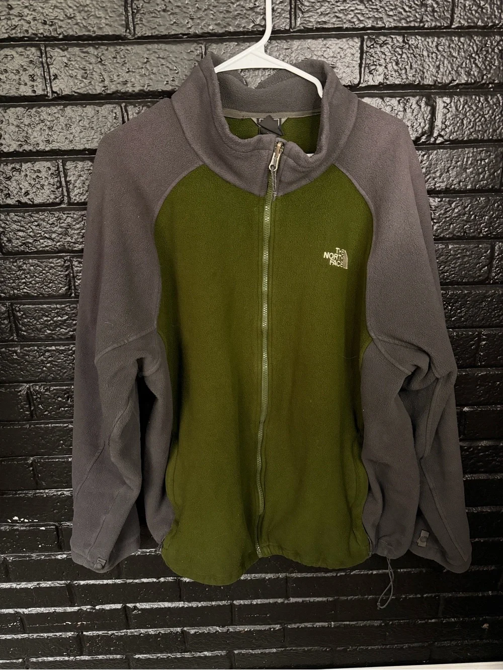 The North Face Men's Olive Green & Charcoal Full‑Zip Fleece Jacket